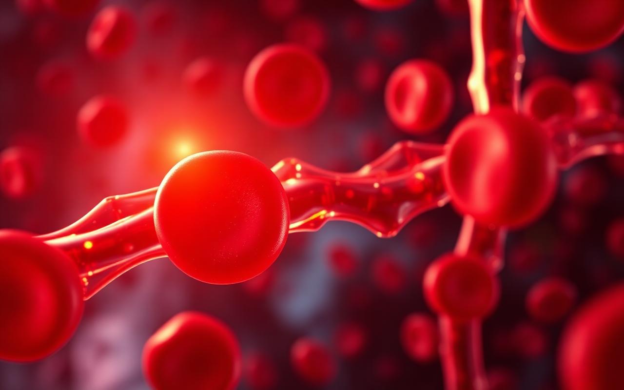 Healthy red blood cells flowing